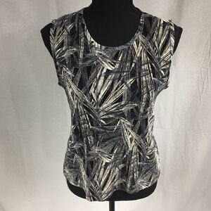 Plisse Medium black beige patterned short sleeve tank top 100% polyester…